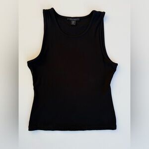 Tahari Black Ribbed Scoop Neck Tank